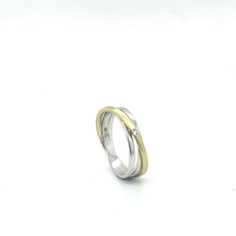 14 kt ring massief fantasie diamant 0.03ct W/Vsi