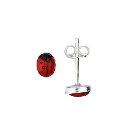 Kinderoorknopjes Lieveheersbeestje – Zilver met Rood Emaille