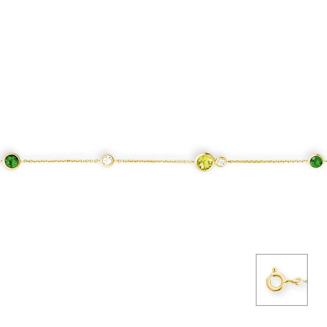 14 Karaat Geelgouden Collier met Diopsiet, Peridot en Witte Topaas 42 cm