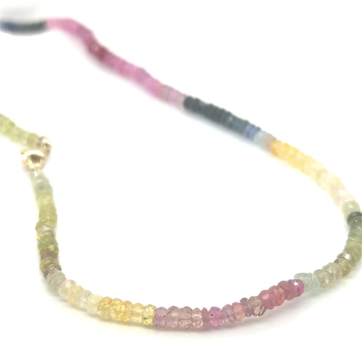 14 kt Geelgouden Collier met Multicolor Saffieren – 42 cm
