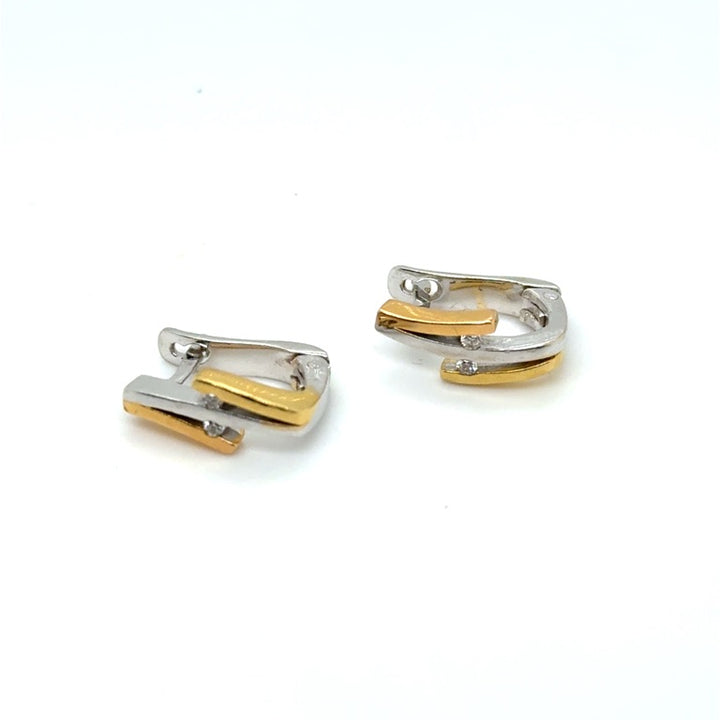 14 kt Bicolor Oorringen met Diamant – Occasion
