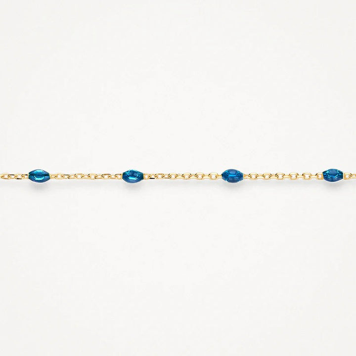 2226YRB Blush geelgouden armband met resin druppels blauw
