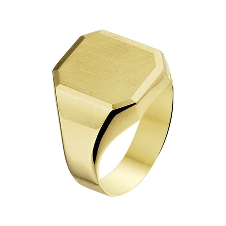 14 kt graveerring mat gediamanteerd herenring