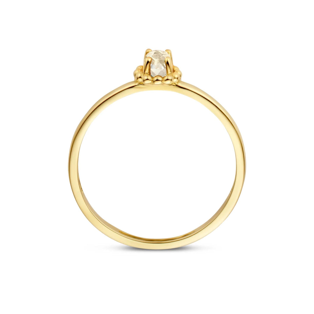 Ring 1227YWT - 14k Geelgoud met witte topas