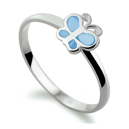 zilveren vlinder ring blauw