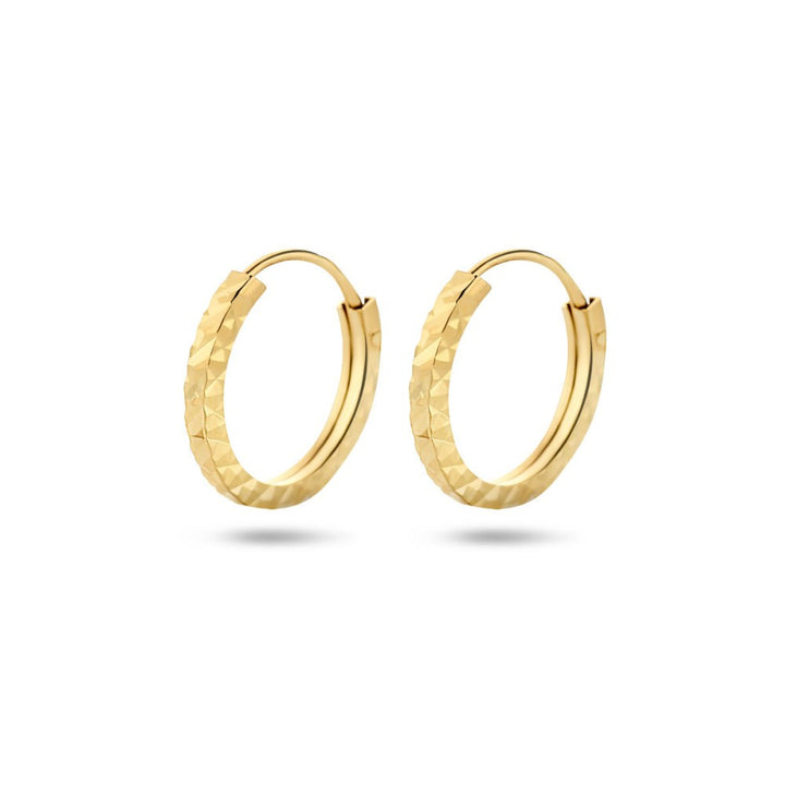 14 kt Geelgouden Oorringen Gefaceteerd 15 mm – Huyscollectie