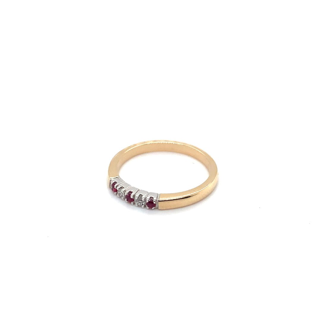 14 kt memoire ring diamant en robijn
