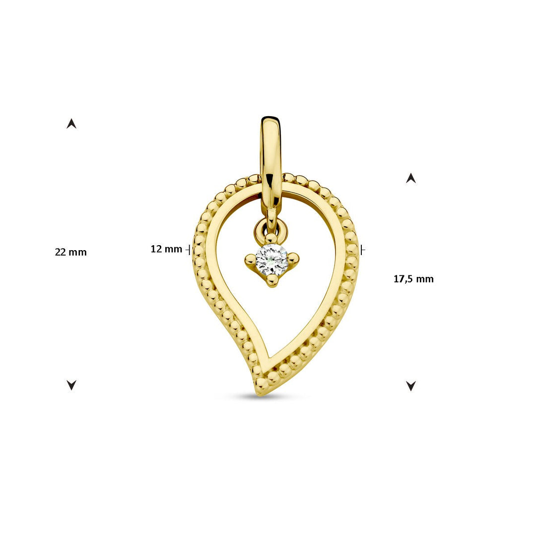 14 Karaat Geelgouden Hanger met Diamant – 0.06 ct