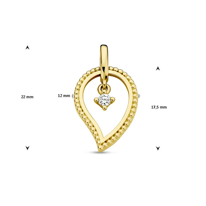 14 Karaat Geelgouden Hanger met Diamant – 0.06 ct