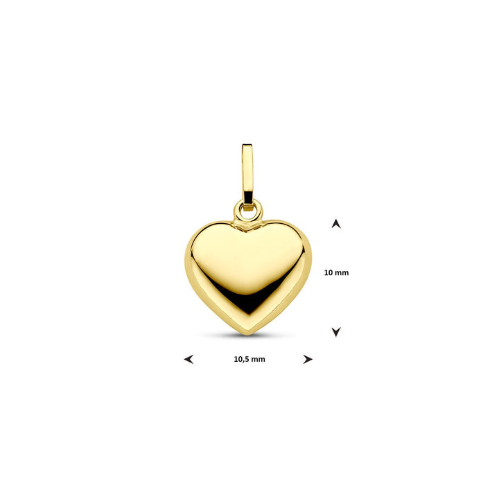 14 Karaat Geelgouden Hart Hanger 10,5 mm