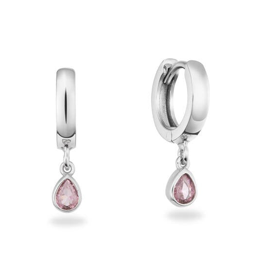 GLOW Klapoorringen Druppel – Zilver met Zirkonia Ø 18 mm  107.3115.00