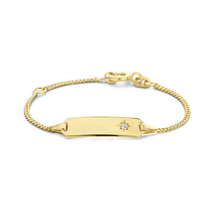 14 kt graveerarmband 11-13 cm met zirkonia