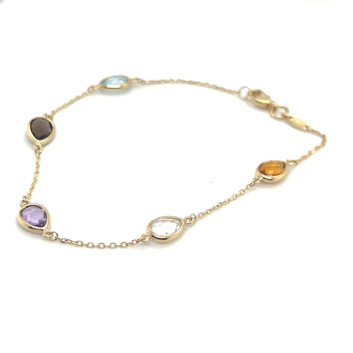 14 kt armband diverse edelstenen druppelvorm 19 cm