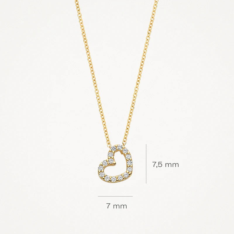 14k Geelgouden Collier hart met Zirkonia 3072YZI
