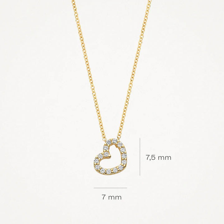 14k Geelgouden Collier hart met Zirkonia 3072YZI