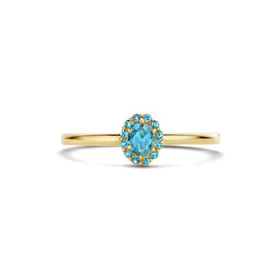 Ring 1226YLB - 14k Geelgoud met Blauwe Topas