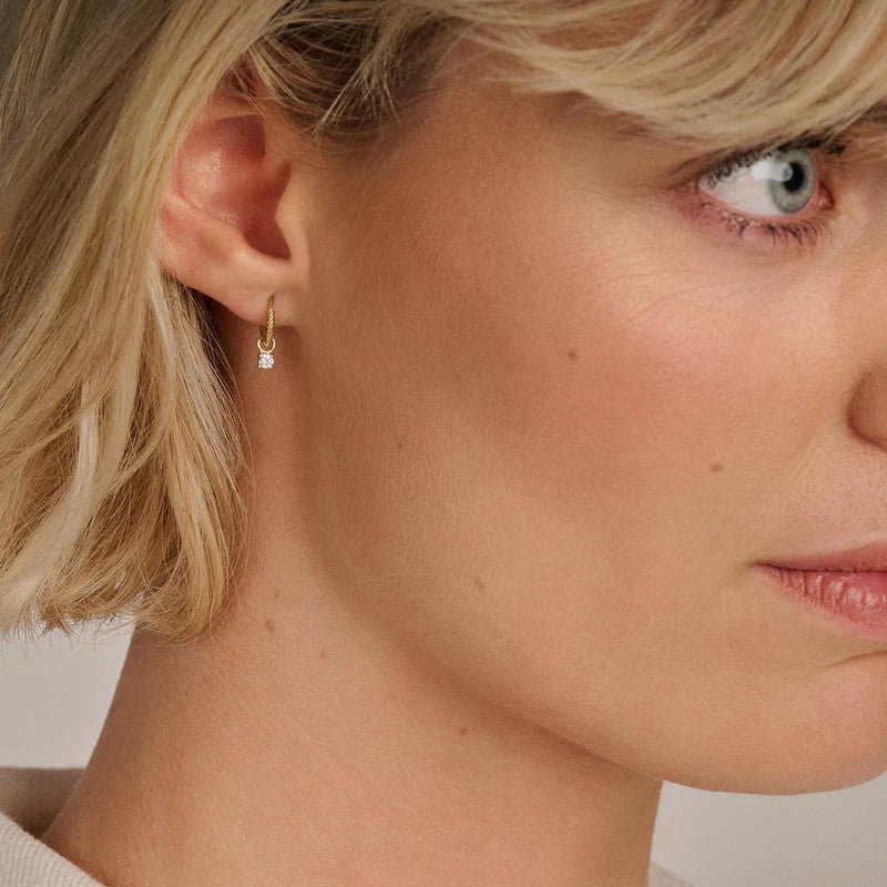 14k goud Oorbedels zirkonia 6 mm  9097YZI