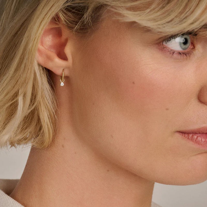 14k goud Oorbedels zirkonia 6 mm  9097YZI