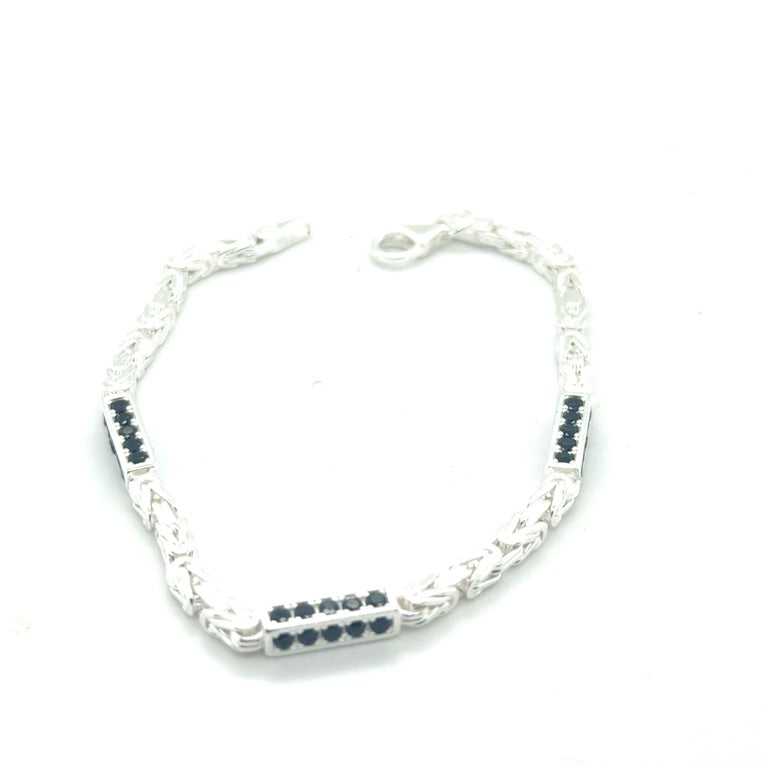 Zilveren Koningsschakel Armband 3 mm met Onyx 19 cm