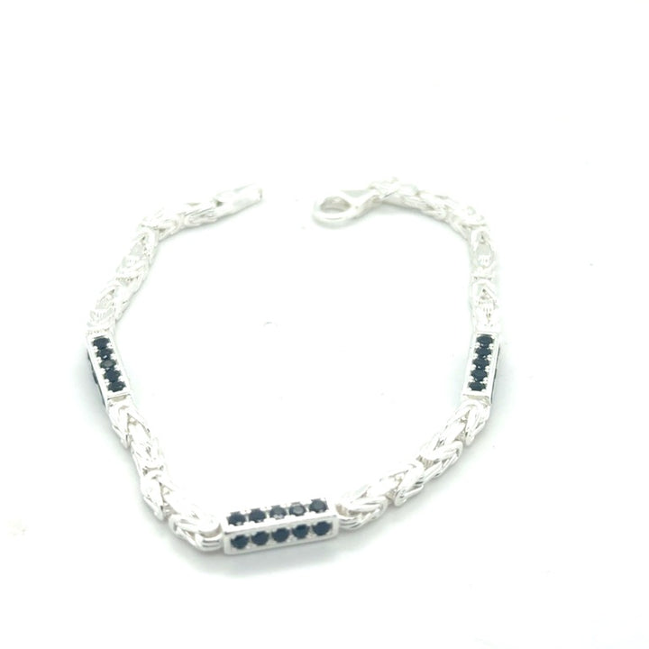 Zilveren Koningsschakel Armband 3 mm met Onyx 19 cm