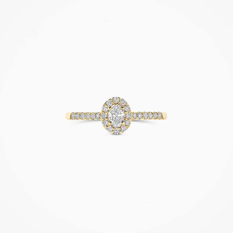 14K Geelgouden Ring met Ovale Lab Grown Diamant – LG1045Y