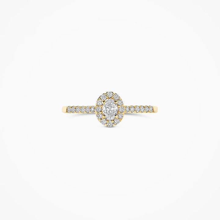 14K Geelgouden Ring met Ovale Lab Grown Diamant – LG1045Y