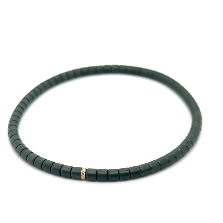 Orotech 18 kt Armband B1713VRW Groen Mat Ceramic met Diamant 0.04 ct
