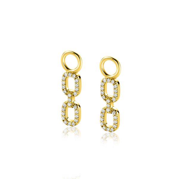 ZINZI zilveren oorbedels met trendy ovale schakels, schitterend bezet met witte zirconia&
