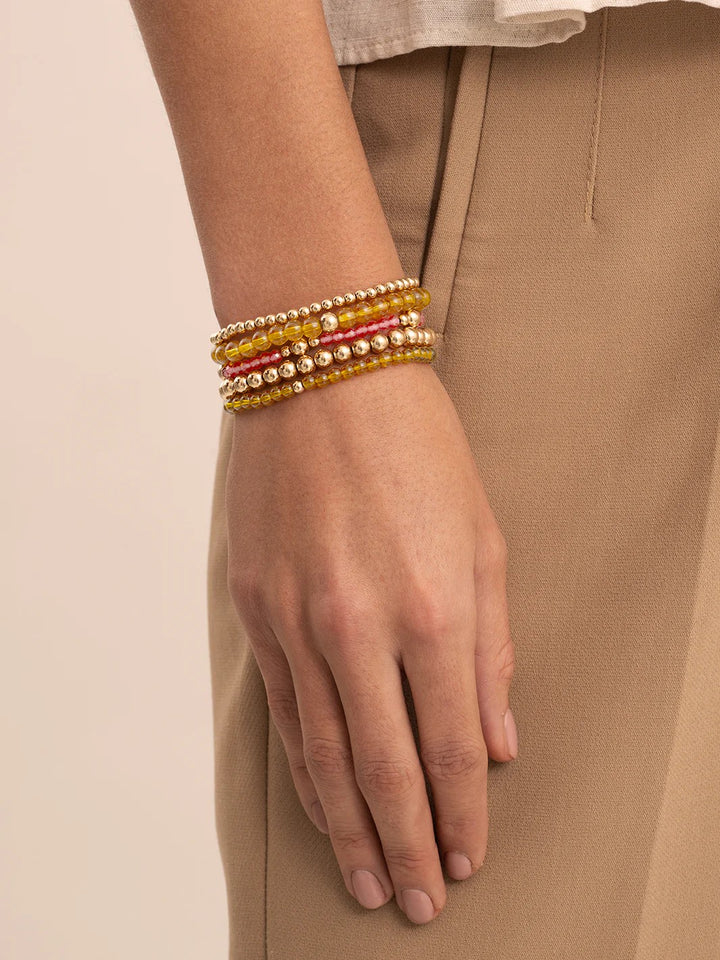 Bracelet | Light Gold Citrine Quartz Saturn small - Gold - 4mm SBG-GEM65-ADD-4MM