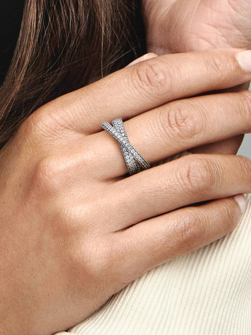 PANDORA PAVÉ CROSSOVER DUAL BAND RING - 193022C01