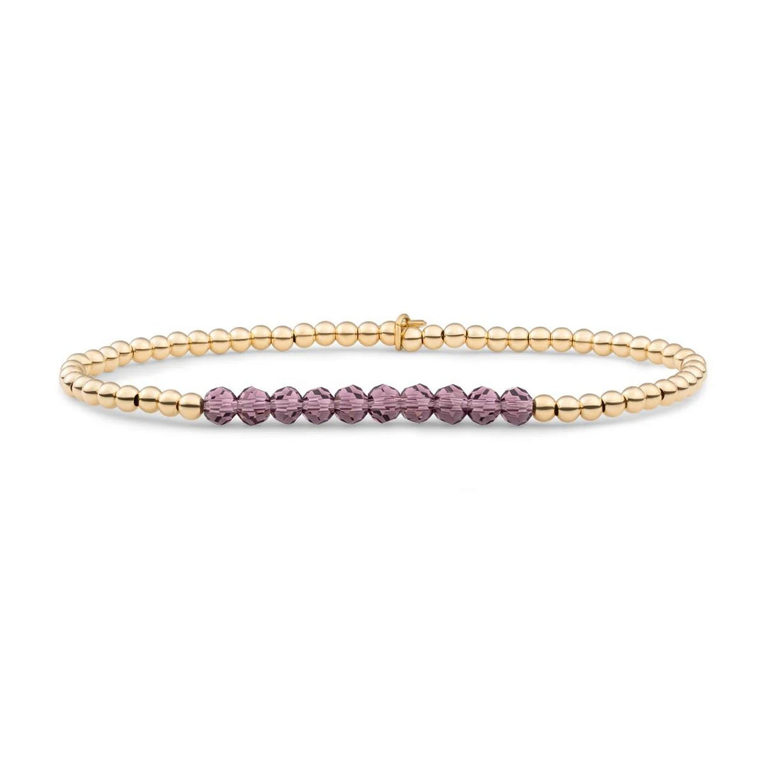 Bracelet | Aubergine Quartz Universe - Gold - 3mm SBG-GEM59-3MM-LINE