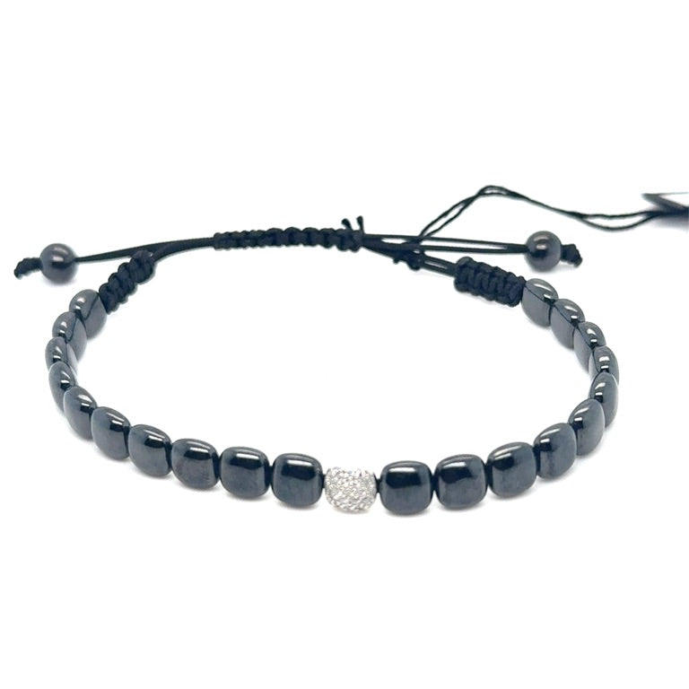 18kt Orotech Bracelet Ceramic zwart met diamant 0.14ct BK8-12NHW