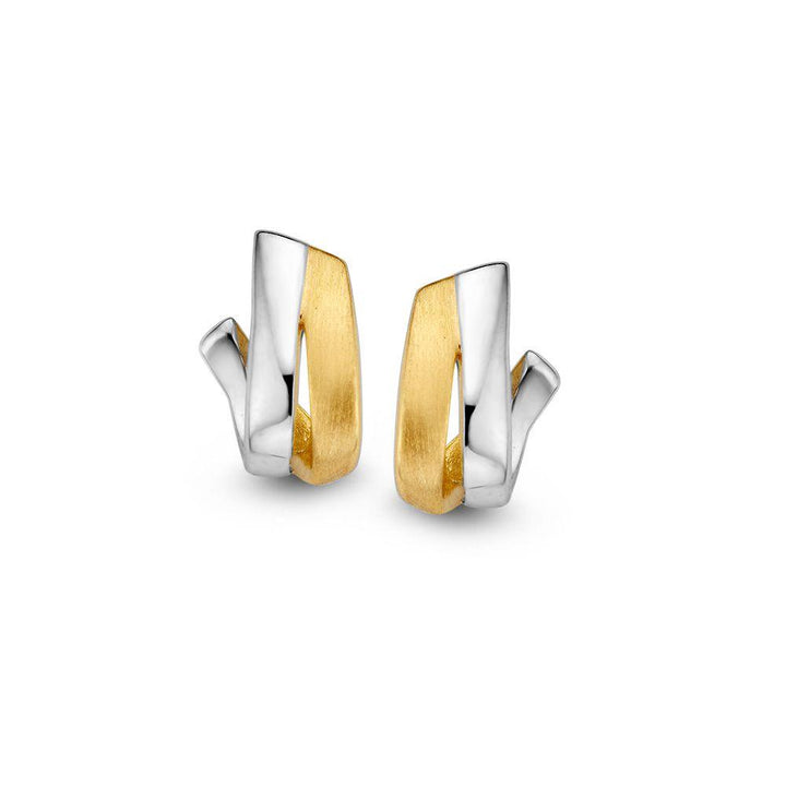 14 kt Bicolor gouden oorstekers mat/poli.OB406758