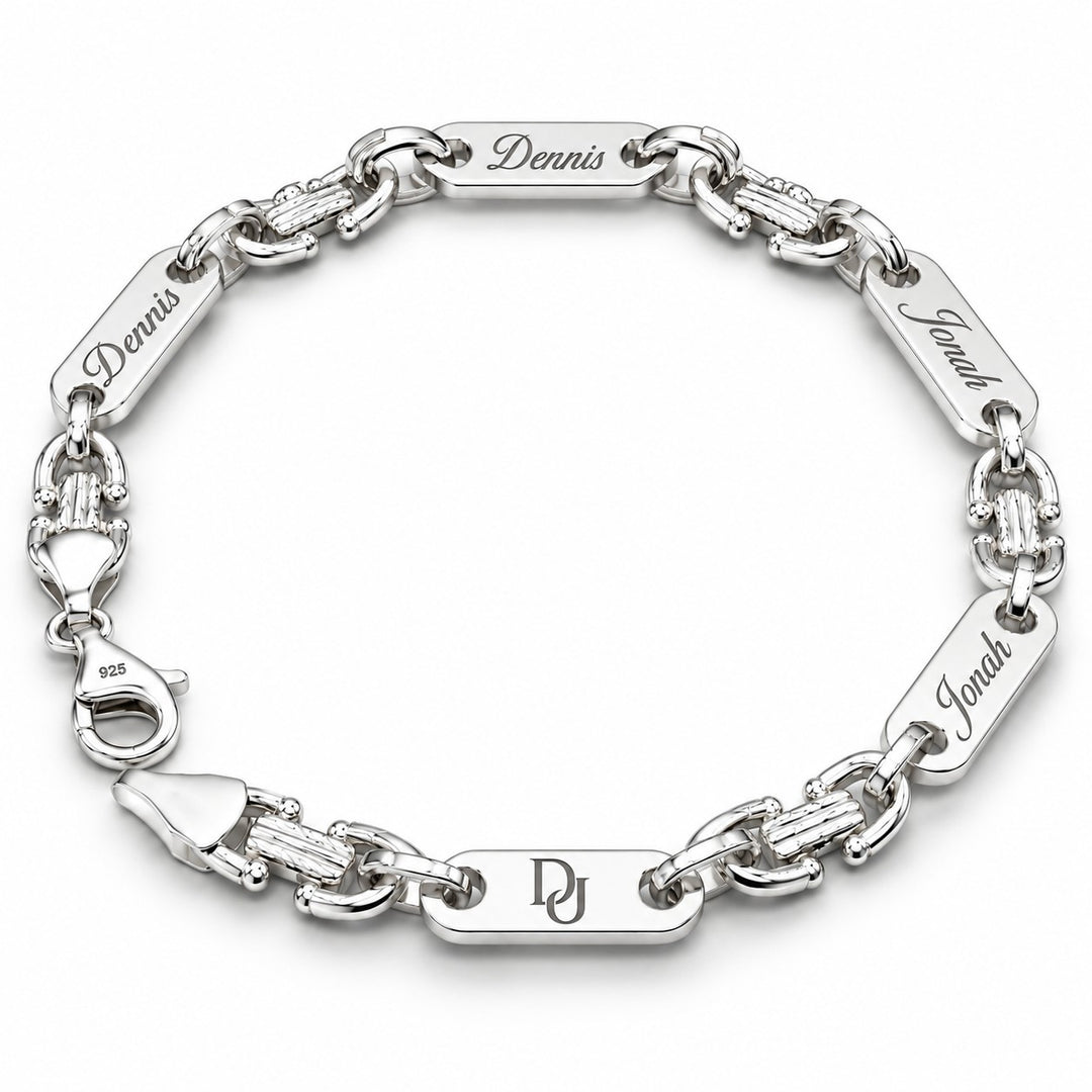 Massieve graveerplaatarmband zilveren fantasie armband 6 mm 21 cm