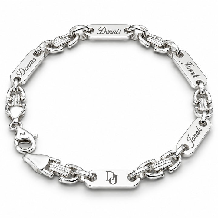 Massieve handgepolijste zilveren fantasie armband 5 mm 21 cm graveerbaar