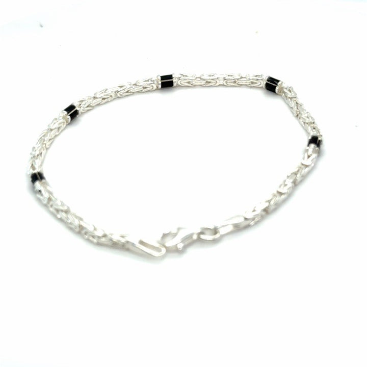 Zilveren Massieve Koningsschakel Armband 3 mm met Onyx – 20 cm