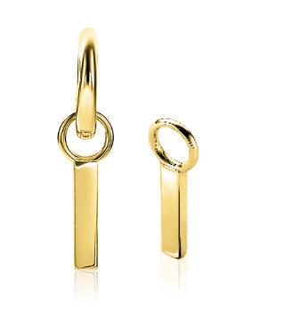 ZINZI zilveren oorbedels 14K geel verguld staafje glad ZICH1440G