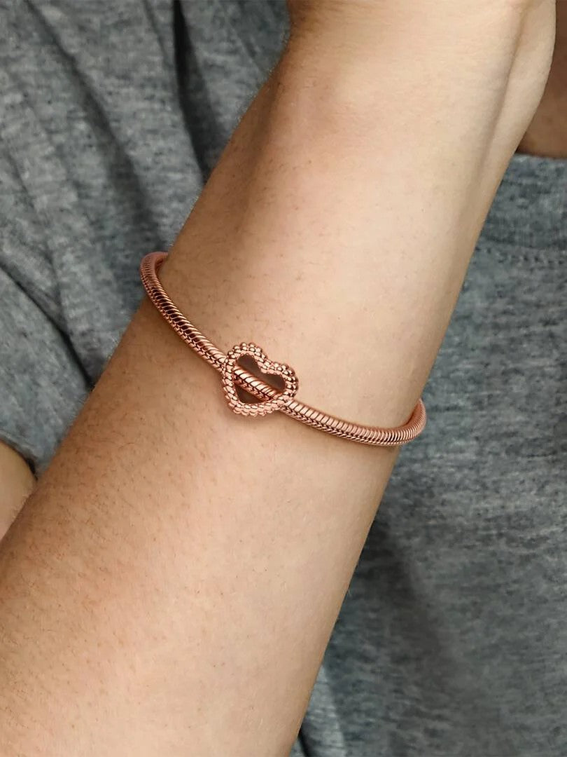 Pandora Moments 787516 armband roségold plated bedel met hartje