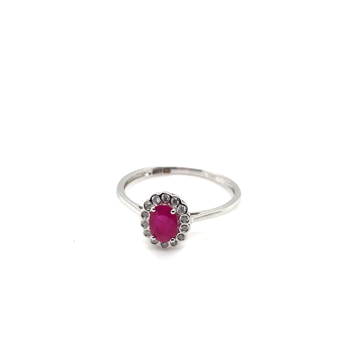 14 kt entourage ring GTA223-R-W robijn & diamant