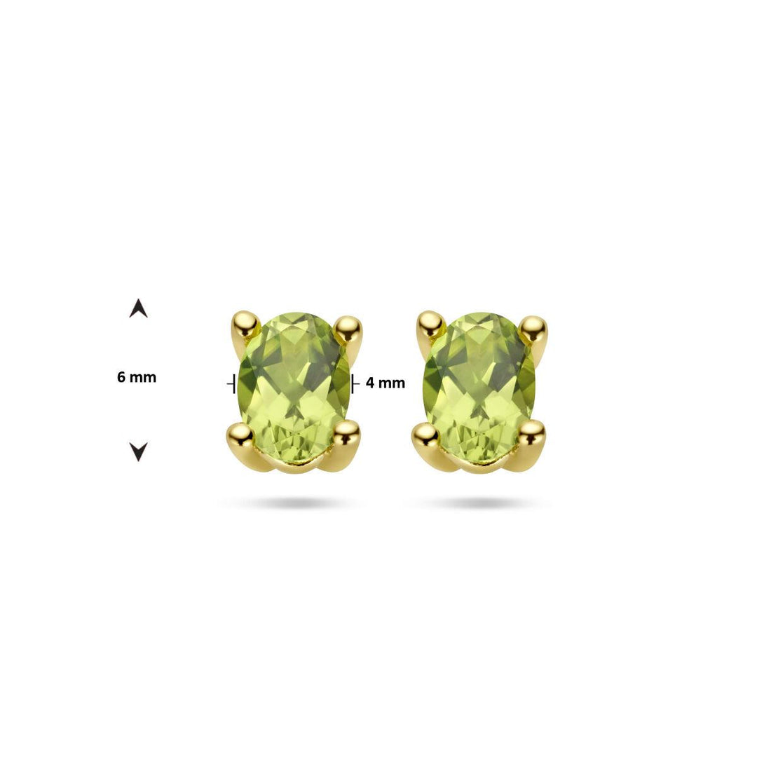 14 kt oorknoppen chatonzetting Peridot