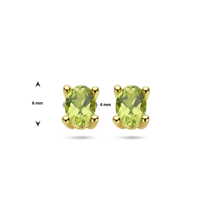 14 kt oorknoppen chatonzetting Peridot