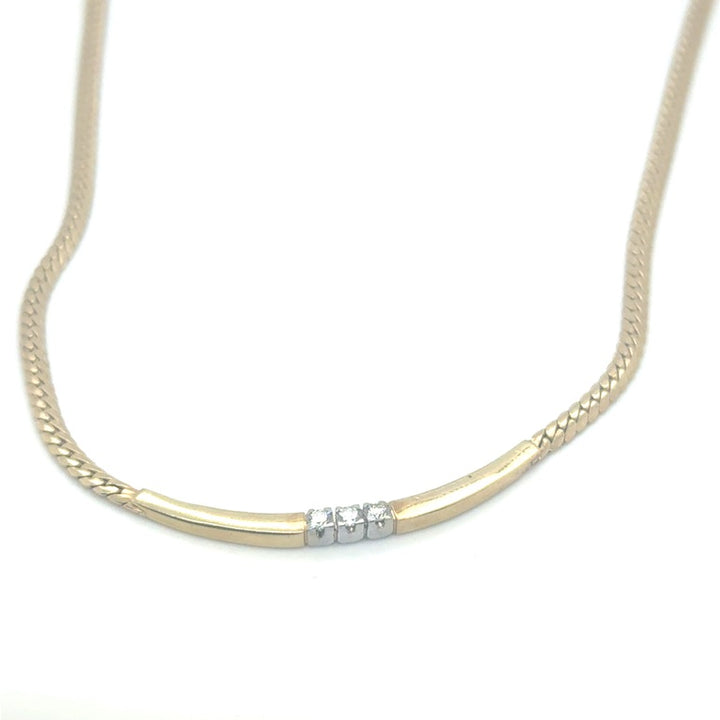 14 Karaat Gouden Choker met Diamanten – 3x0,05 ct G/VSi