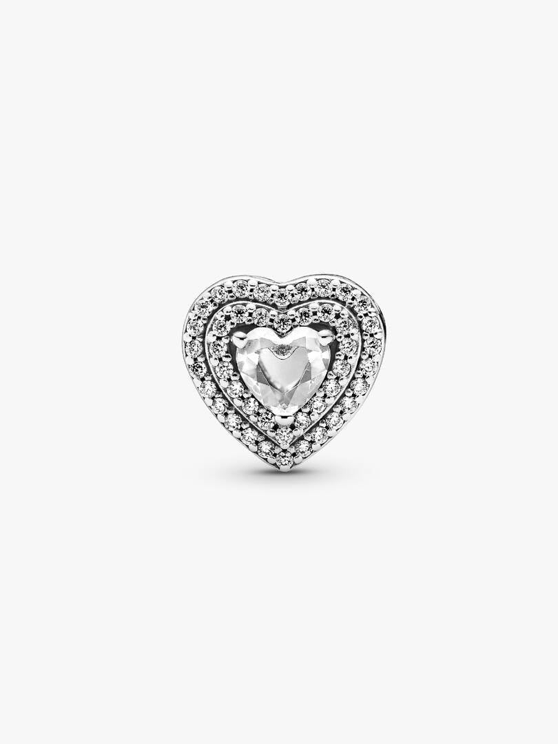 Pandora Moments 799218C01 zilveren bedel met hartje en transparante zirkonia