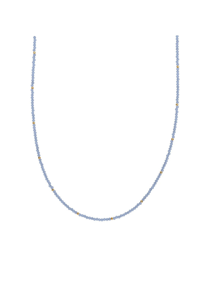 Sparkling Jewels Beaded Necklace kralen Ketting 2mm Milky Blue Jade Gold NLK04G-G68