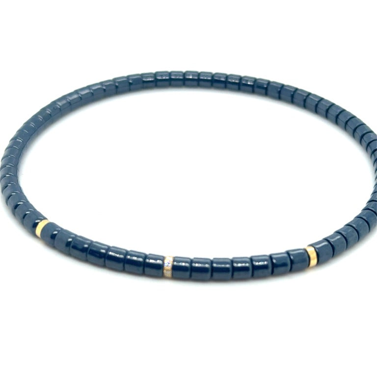 Orotech 18 kt Armband B17132NYW Zwart Keramiek met Diamant 0.04 ct