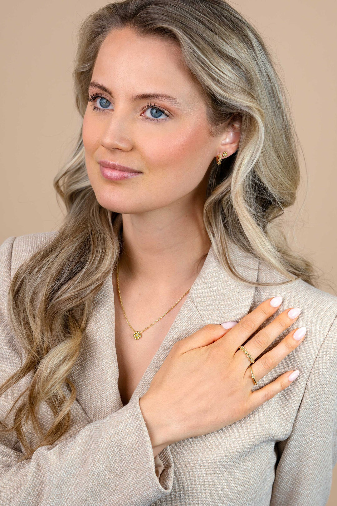 ZINZI Gold Plated Zilveren Ring Roos met Zirkonia ZIR2872Y