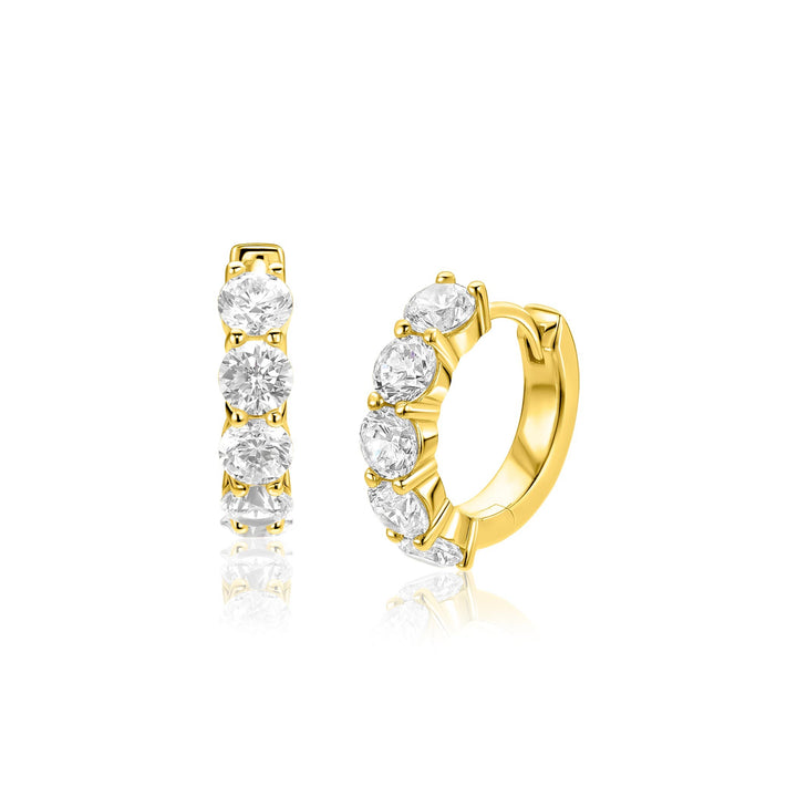 ZINZI goldplated tennis oorringen met zirkonia ZIO2808