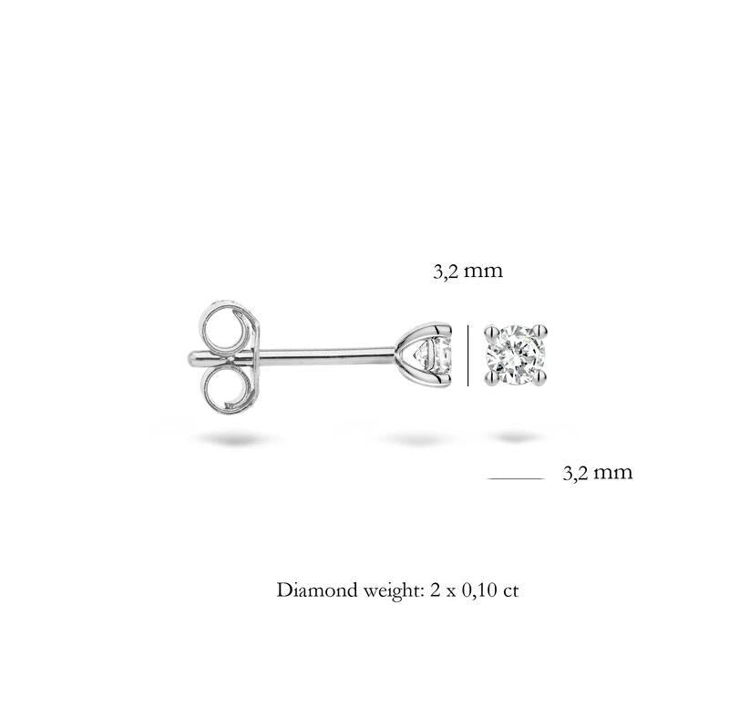 Oorknoppen 7602WDI - 14k Wit goud met Diamant