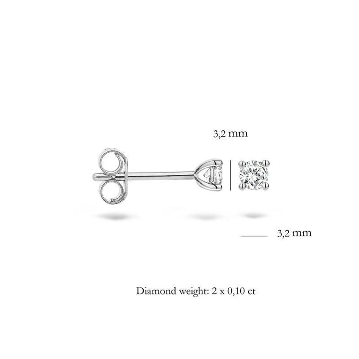 Oorknoppen 7602WDI - 14k Wit goud met Diamant