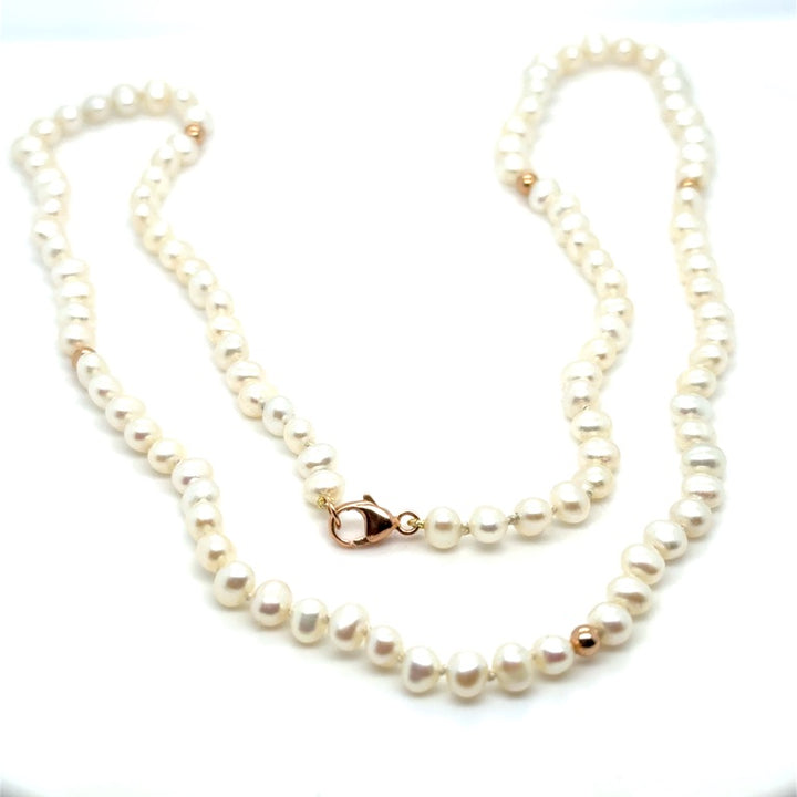 Zoetwater Parel Collier met 14 Karaat Gouden Beads – 55 cm